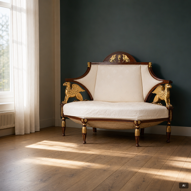 An Empire-style sofa, around 1900.