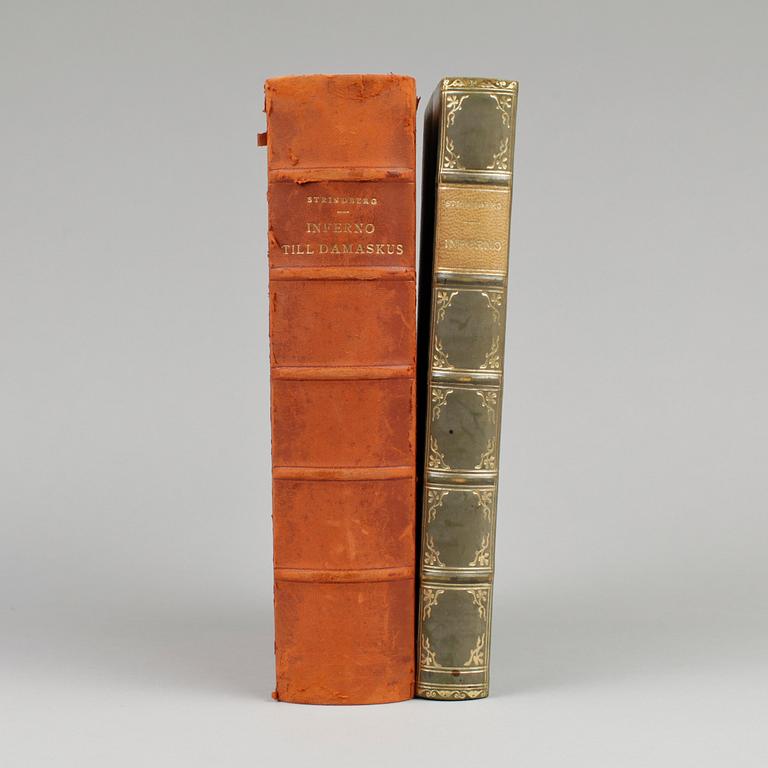 BÖCKER, 2 st, "Inferno" resp "Inferno sambunden med "Till Damaskus" av August Strindberg, Stockholm 1897.