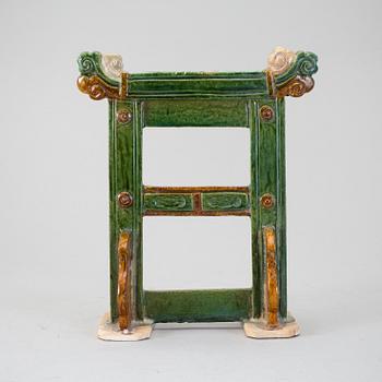 A green an yellow glazed portal/stand, presumably Ming dynasty.