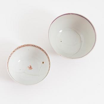 Koppar, 12 stycken, fat, 12 stycken, porslin, Kina, Qingdynastin, Qianlong (1736-95).