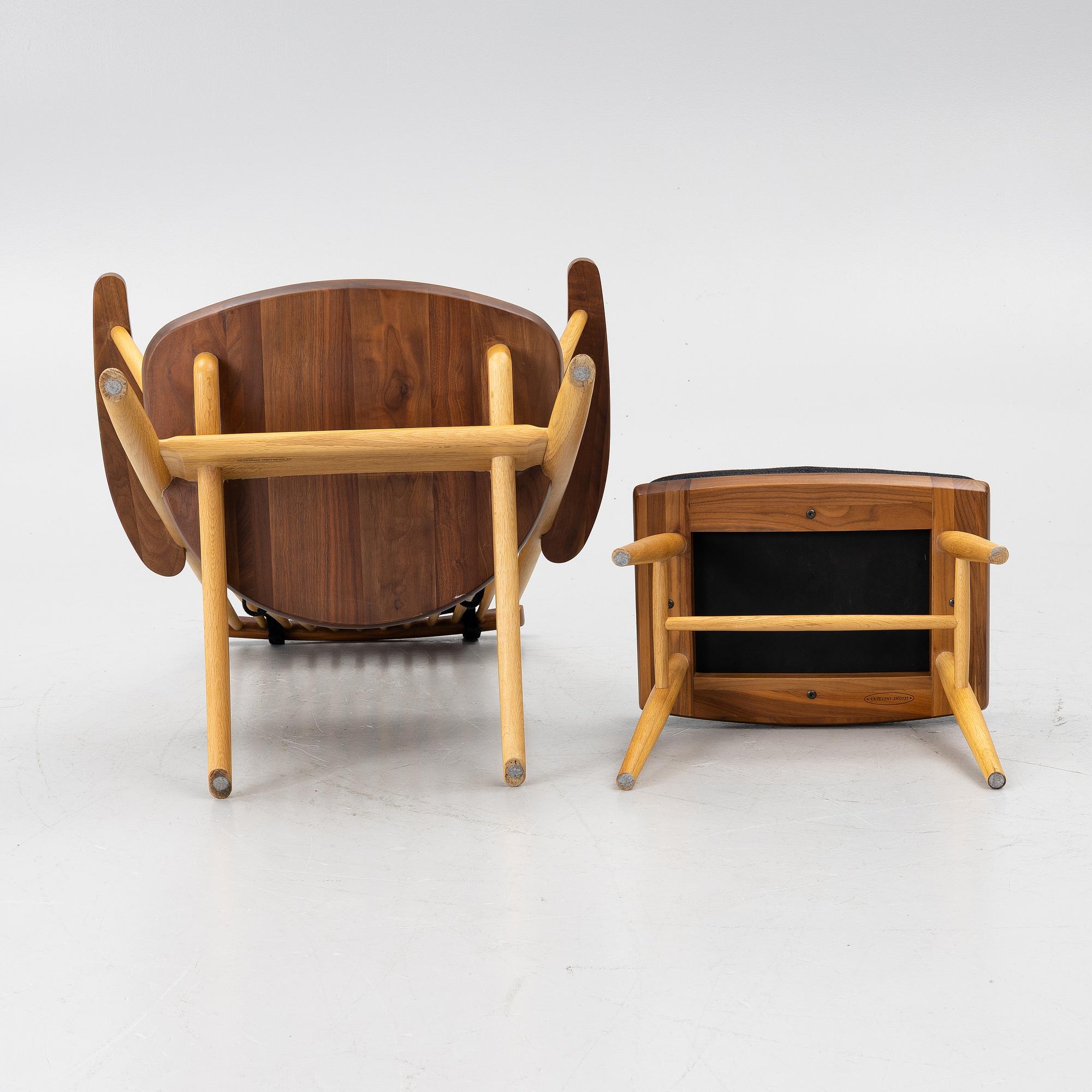 Tateishi Shoiji, armchair, footstool and stool, 21st century.