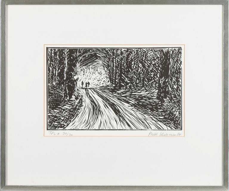 MATTI HELENIUS, träsnitt, signerad och daterad -85, numrerad 30/30.