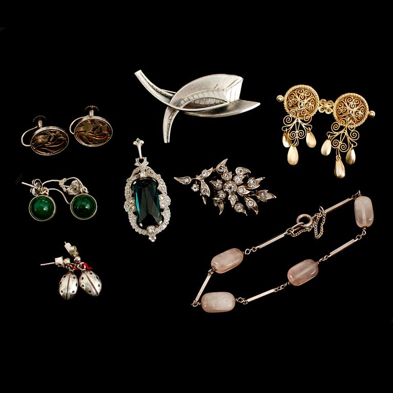 SAMLING SMYCKEN, silver, bl a sterling och 1950-tal.