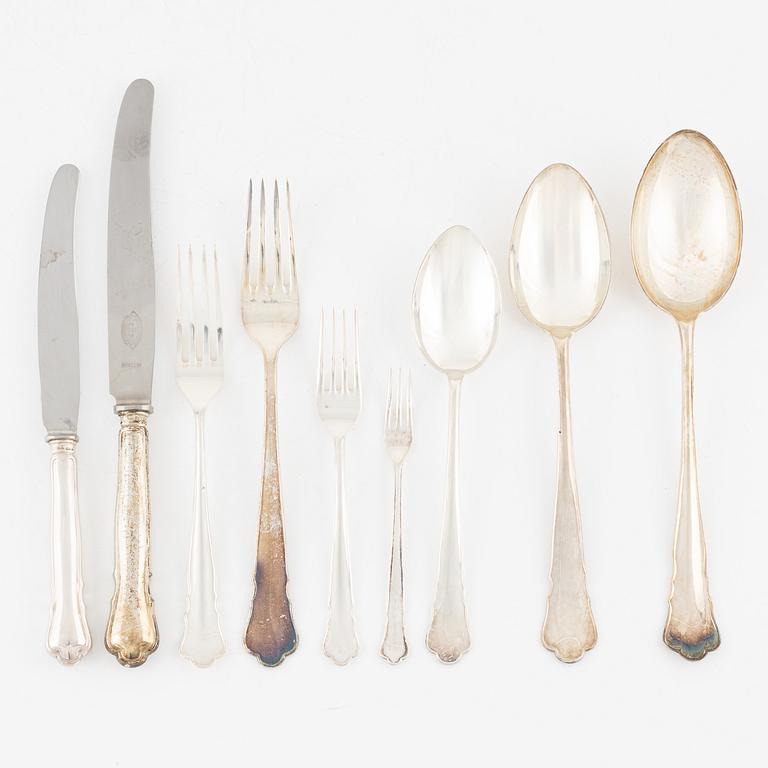 Cutlery service, silver, 32 pieces, "Chippendale", mostly GAB, Stockholm, Sweden, 1938-54.