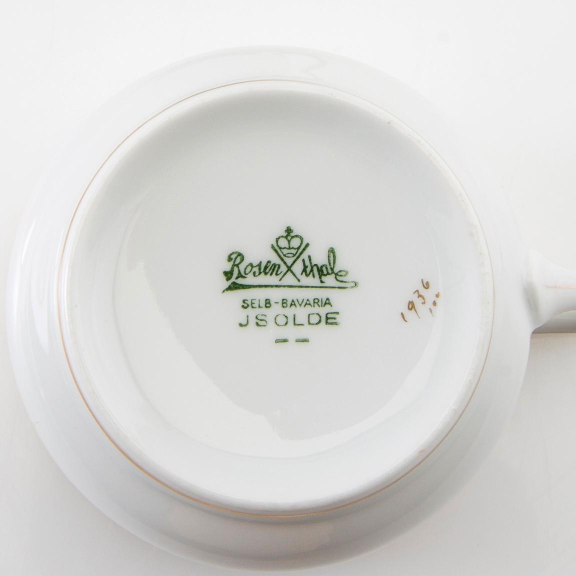 Te och kaffeservis ca 30 dlr Rosenthal/Lidköping "Isolde" 1900-talets första hälft porslin.