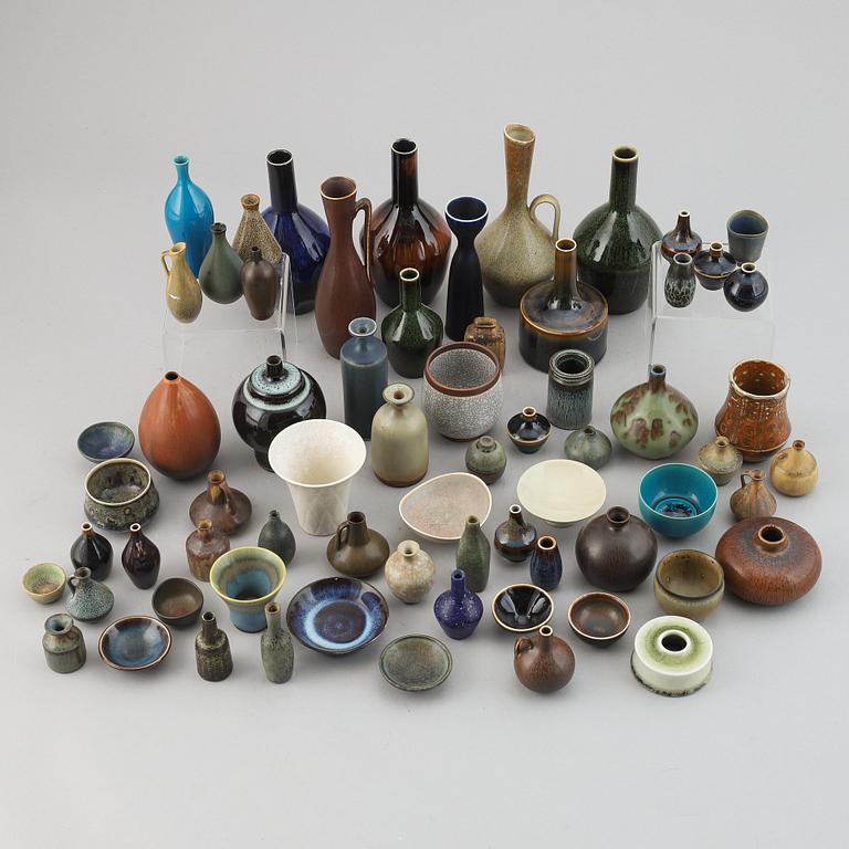 A group of stoneware miniatures, 67 pieces, most of them designed by Carl-Harry Stålhane for Rörstrand.