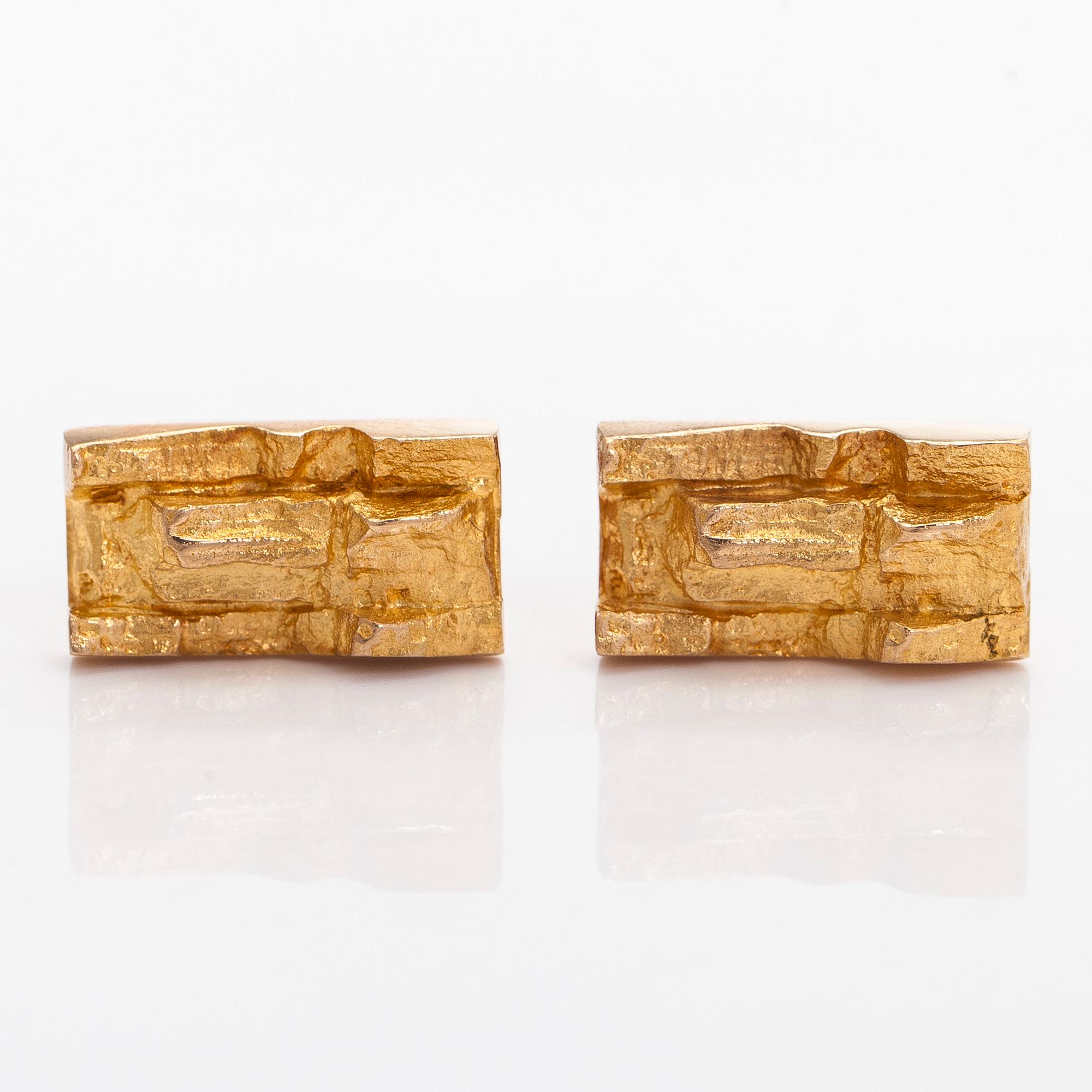 Björn Weckström, cufflinks, "Kultaraanu", 14K gold, Lapponia 1966.