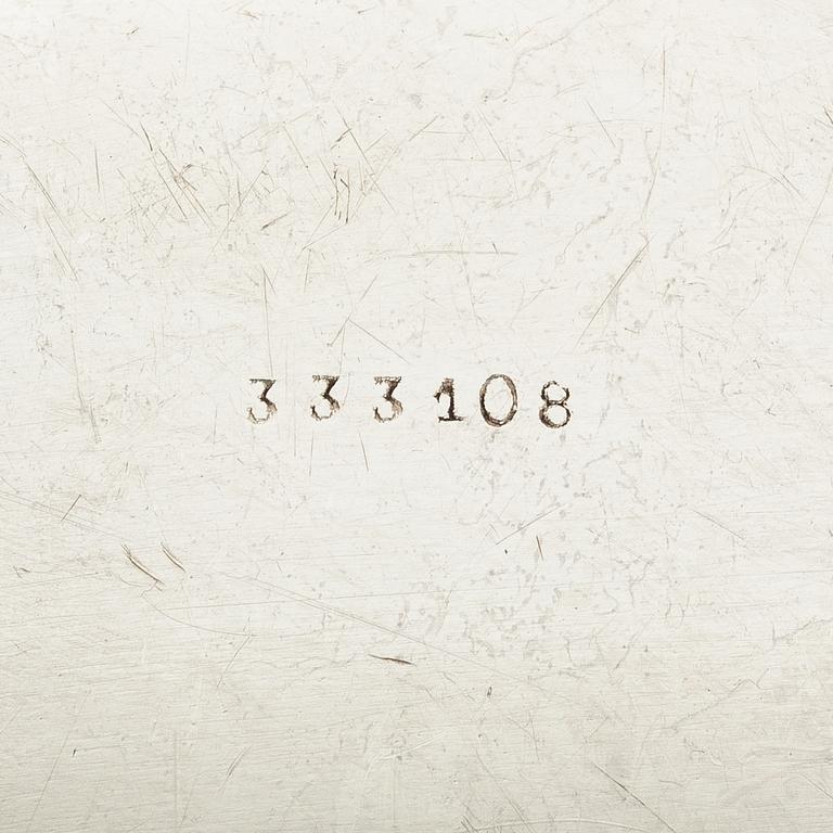 J.H Werner, sauce boat on tray, silver, Rococo style, Germany early 20th century.