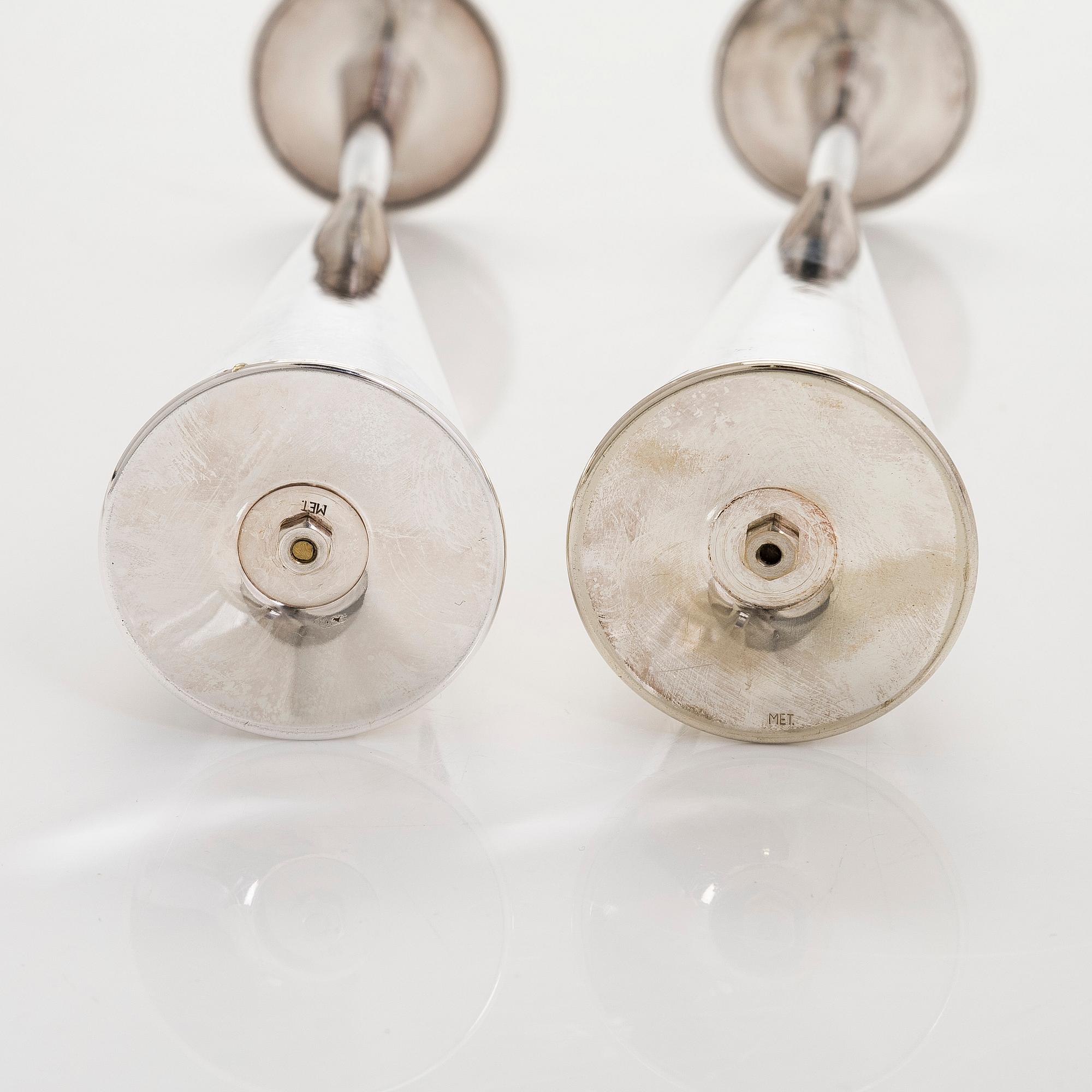 Tapio Wirkkala, A pair of silver candlesticks, TW 189, Kultakeskus, Hämeenlinna 1960.