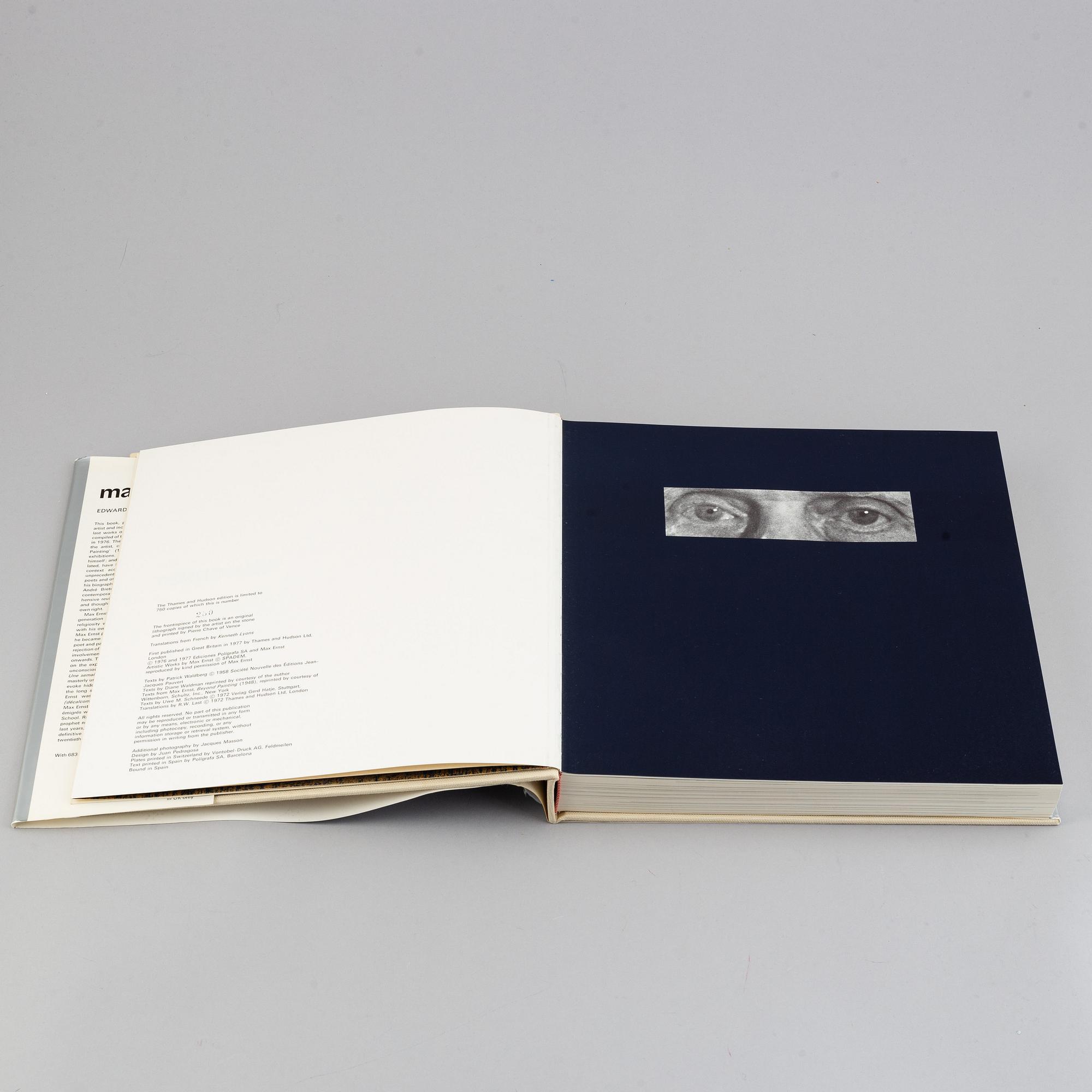 BOOK, "Max Ernst", av Edward Quinn, utgiven av Thames and Hudson, 1977.