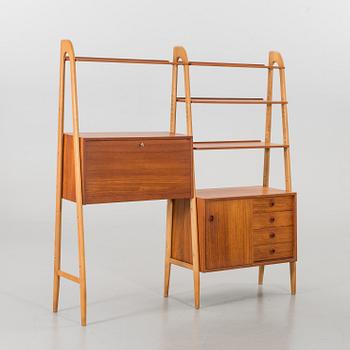 TWO TEAK AND OAK BOOKSHELVES, second half of the 20th century.