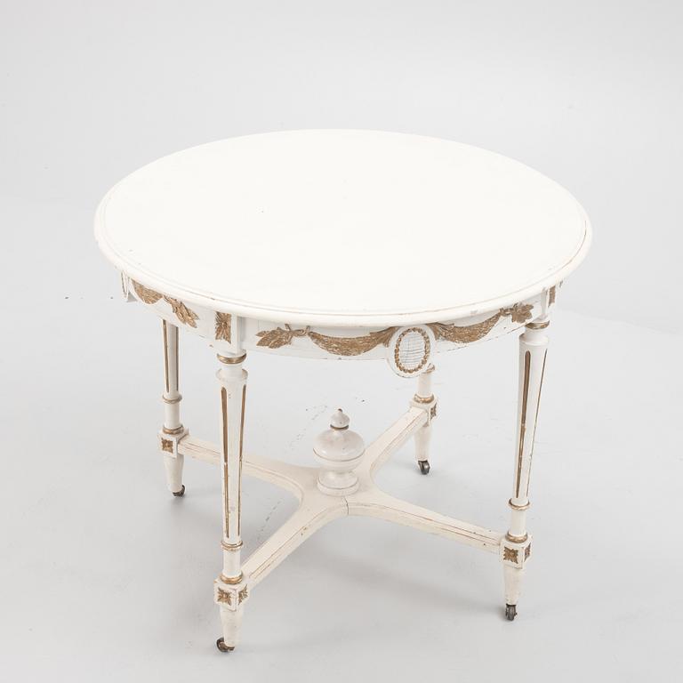 Chairs 4 pcs and table, Gustavian style, from around the year 1900.