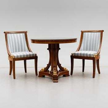 BORD SAMT STOLAR 1 par, empirestil, 1900-talets första hälft.