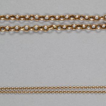 PARTI GULD, 10+1 18k guld resp förgyllt silver. 1800-1900-tal, bla EEP, Sthlm, 1856. Tot vikt guld ca23g.