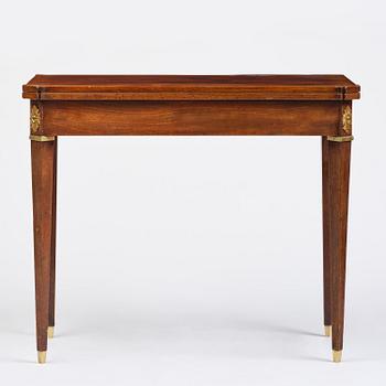 A Gustavian 'concertina action' mahogany games table by Georg Haupt (master in Stockholm 1770-84).