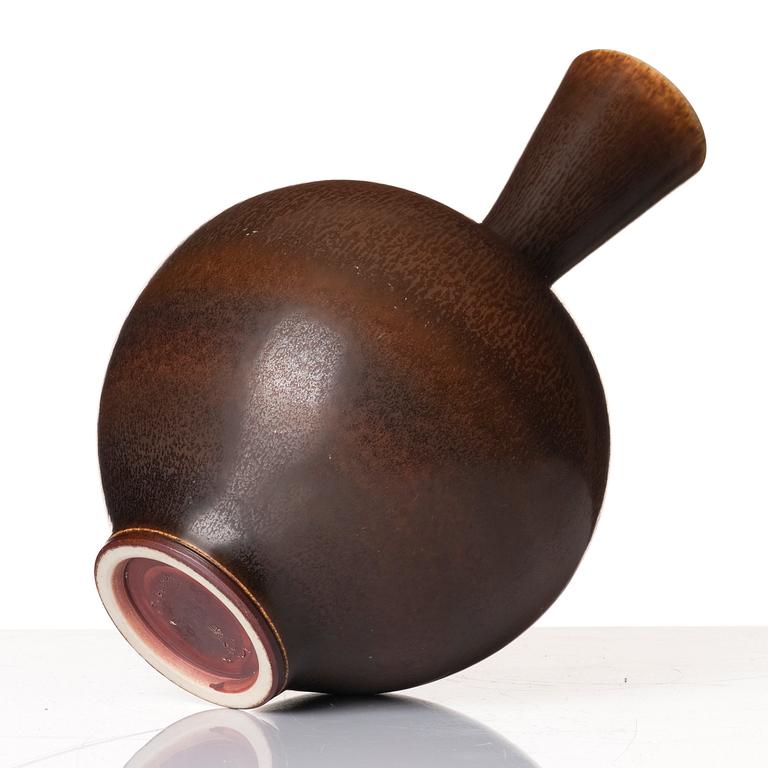 Berndt Friberg, a brown rabbit's fur stoneware vase, Gustavsberg studio, Sweden 1969.