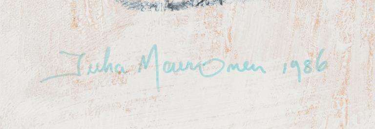 Juha Meuronen, collage, signerad och daterad 1986.