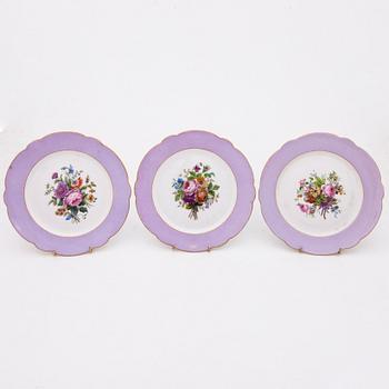 A set of five Russian porcelain plates by the Imperial Porcelain Factory, Saint Petersburg, period Alexander II.