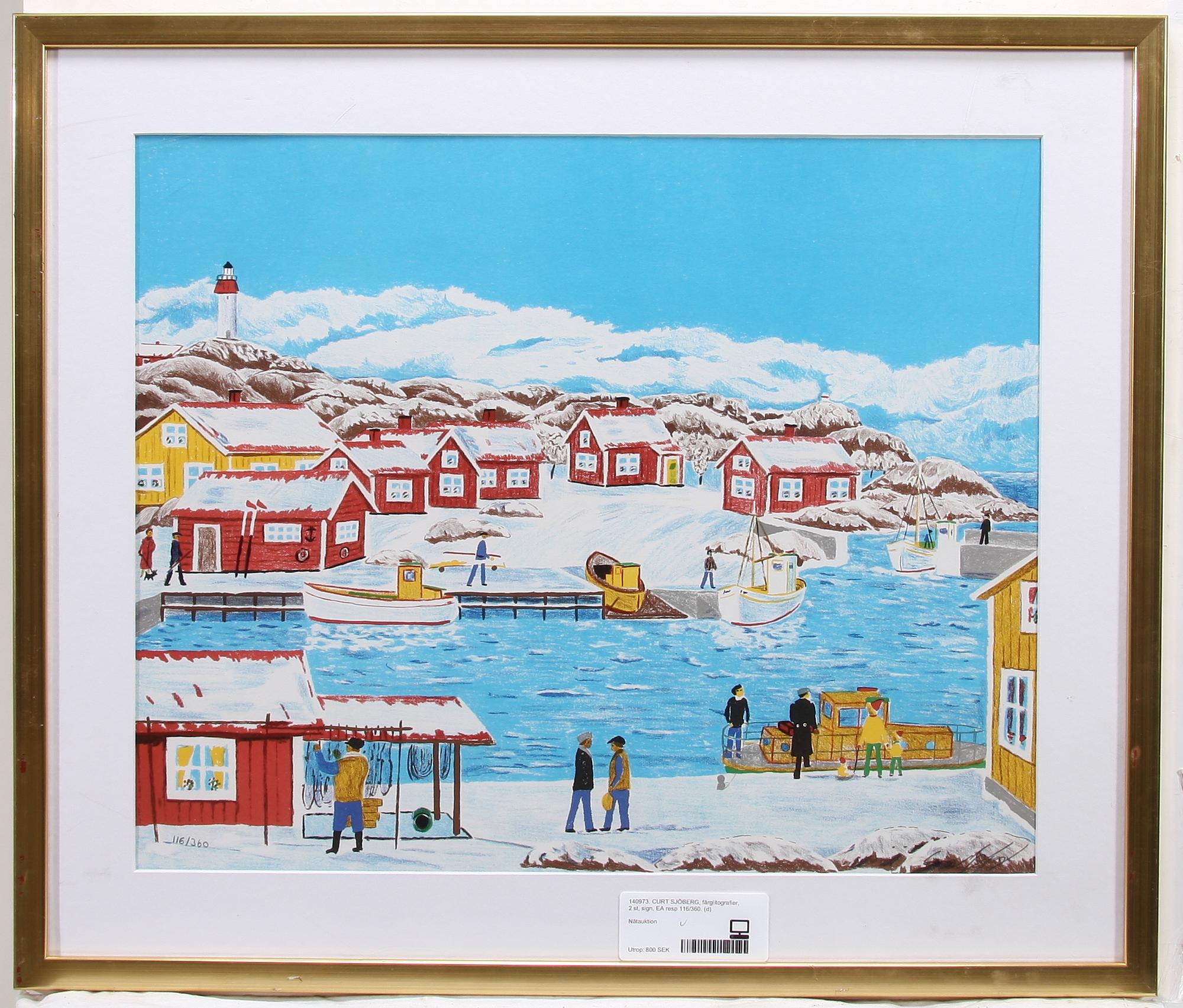 CURT SJÖBERG, färglitografier, 2 st, sign, EA resp 116/360.