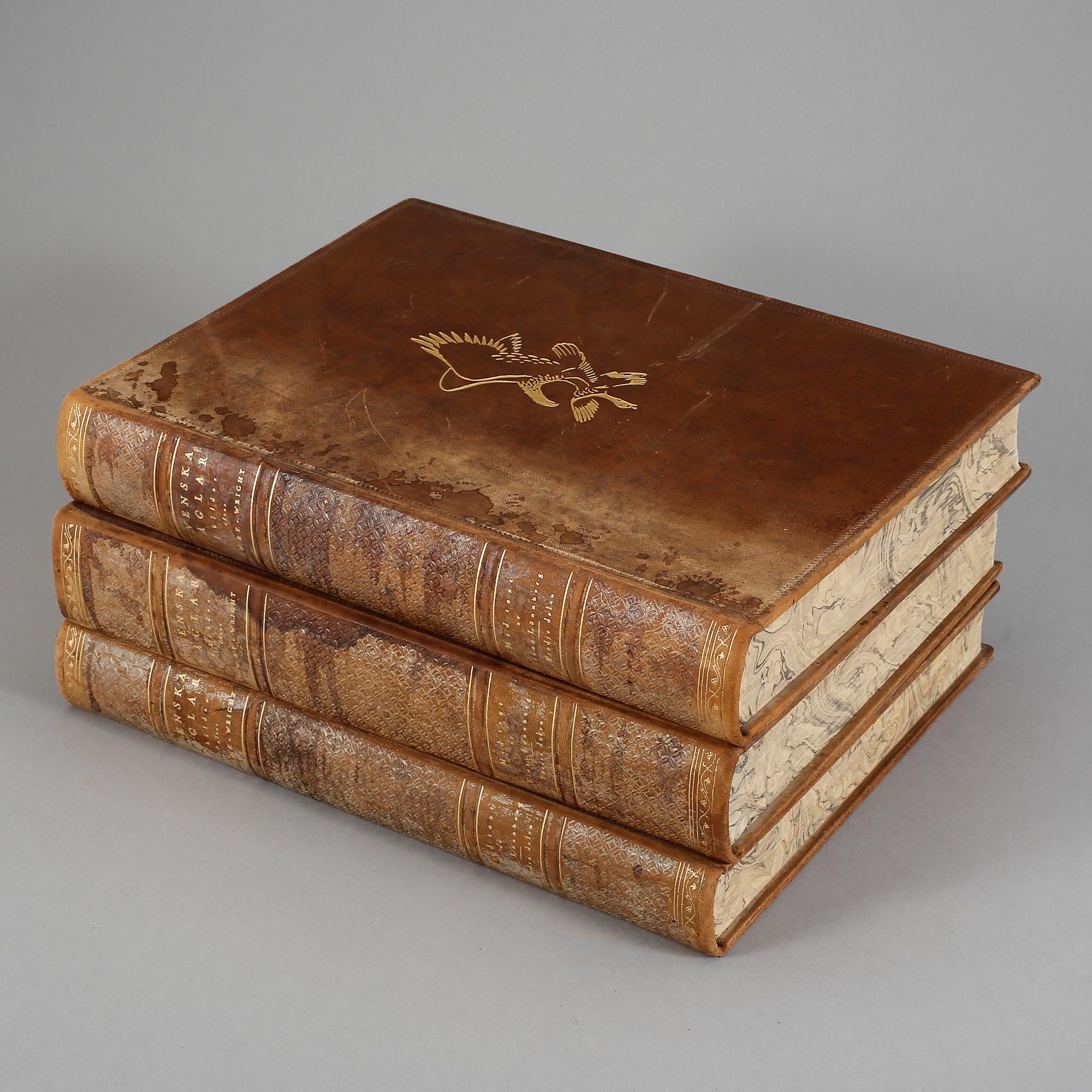 BÖCKER, 3 volymer, M., W. och F. von Wright, "Svenska Fåglar". Andra upplagan, 1929. Förlaget Svenska Fåglar.