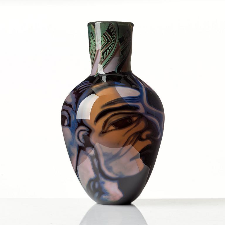 Eva Englund, a "graal" glass vase, Orrefors, Sweden 1989.