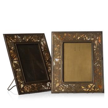 Tiffany Studios, two metal and glass desk picture frames, New York, early 20th century, model 918.