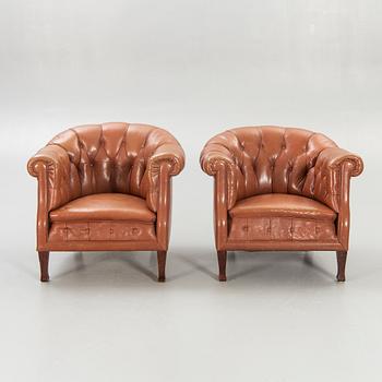 Armchairs, "Club armchair", table, first half of the 20th century.