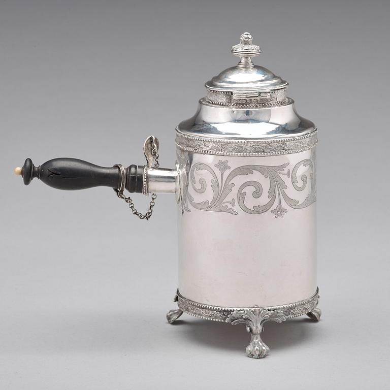 A Swedish late 18th century silver coffee-pot, mark of J. Henrik Frodell, Stockholm 1797.