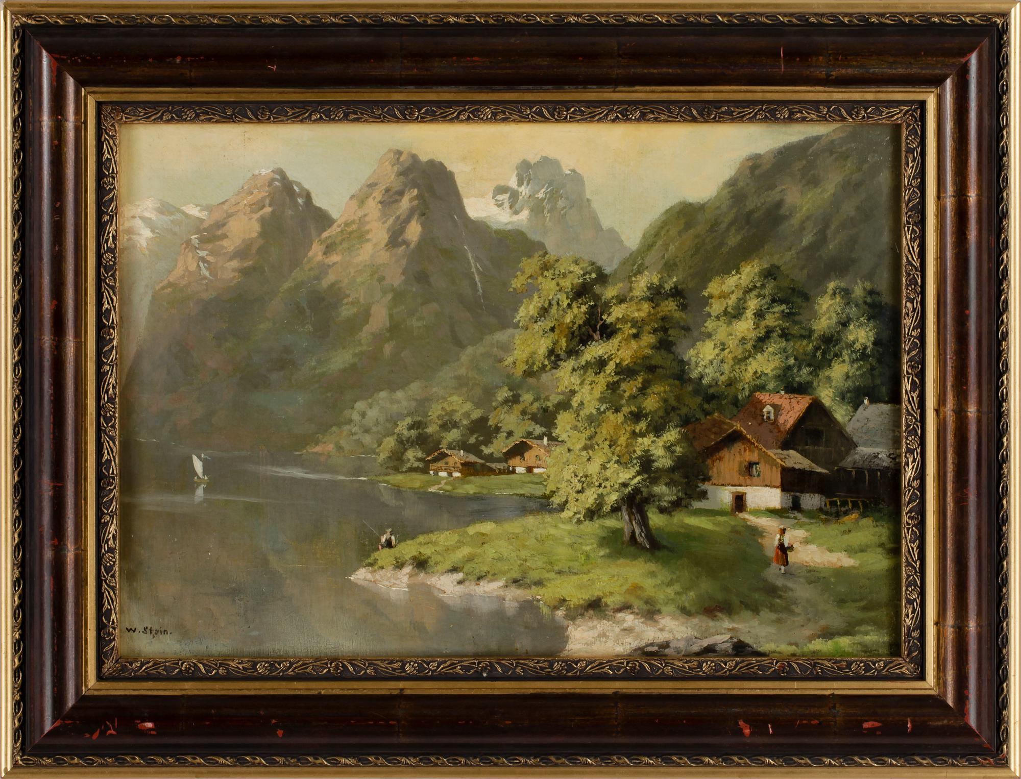 OKÄND KONSTNÄR, olja på duk. Bär sign W Stein, 1800-talets slut.