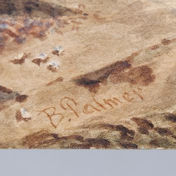 OKÄND KONSTNÄR, akvarell, signerad B Palmer, England, 1800-tal.