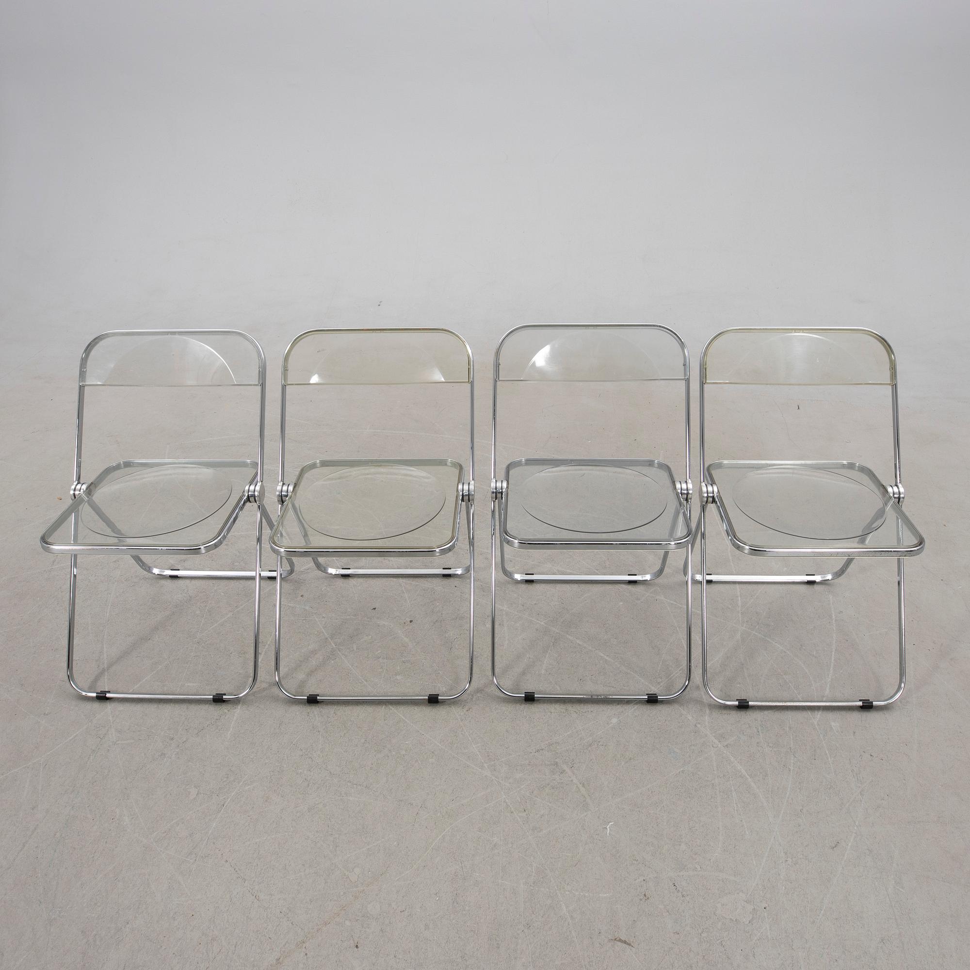 Giancarlo Piretti, Folding chairs 4 pcs, "Plia", Castelli, designed in 1967.