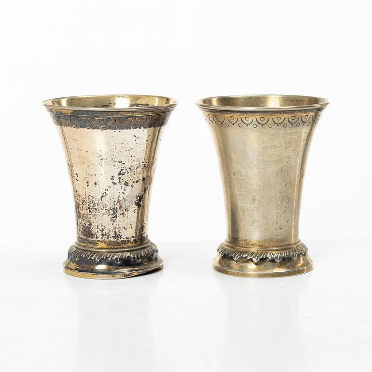 Ten Swedish silver beakers, mark of KG Markströms, Uppsala 1901-1908.