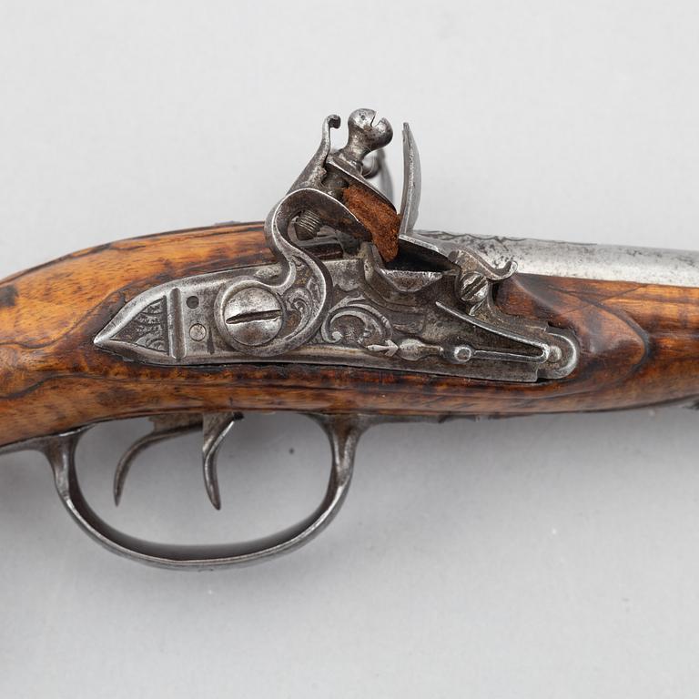 Flintlock pistol, double-barrel, possibly France, second half of the 18th century.