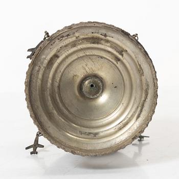 An 20th century british Raj repoussé metal rosewater sprinkler.