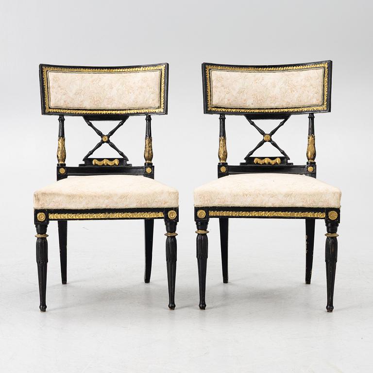 Stolar, ett par, sengustavianska, Stockholm, omkring år 1800.