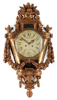 783. A Gustavian 18th century wall clock by J. Koch.