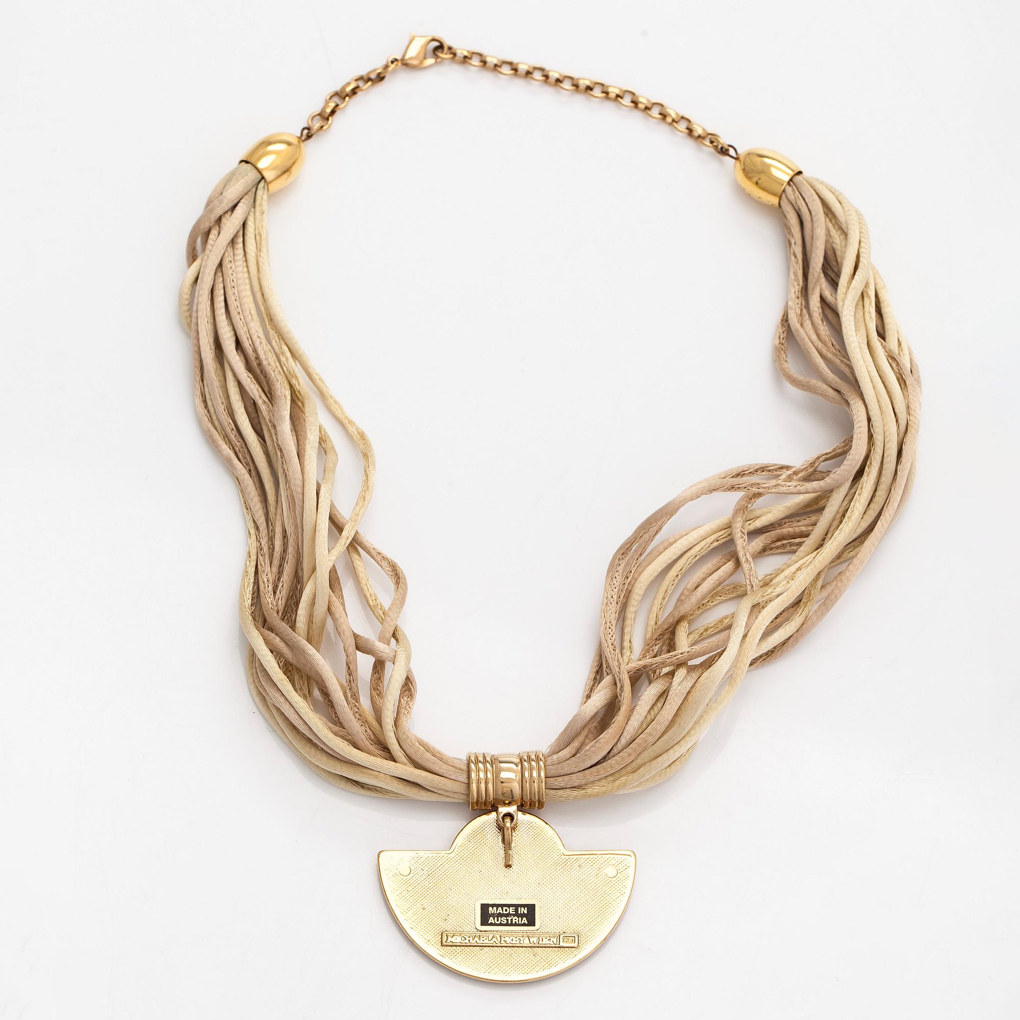 Michaela Frey, armband och halssmycke, förgylld metall, emalj.