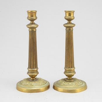 LJUSSTAKAR, ett par, brons, empire, Frankrike, 1800-talets första hälft.