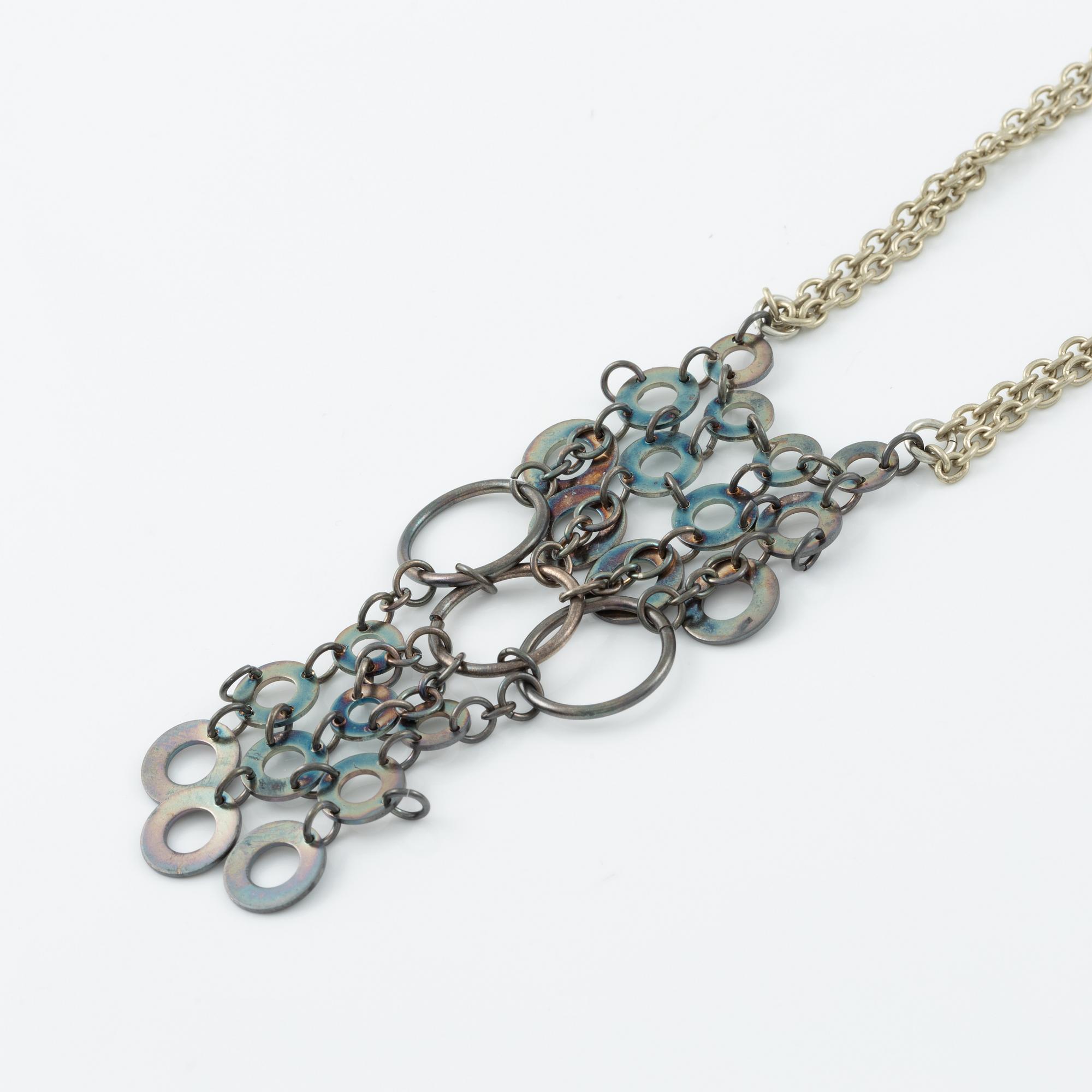 Siv Lagerström, two necklaces white metal.