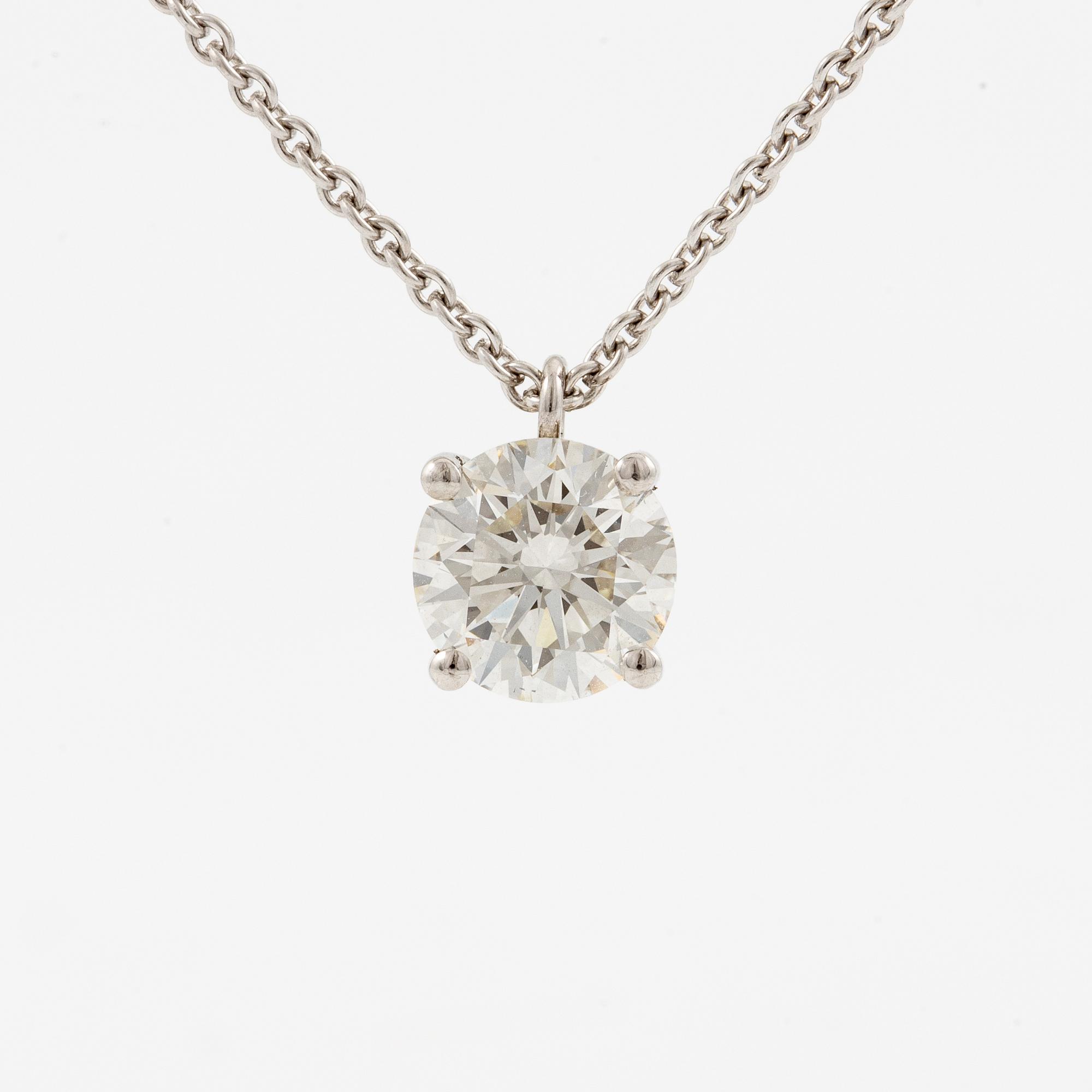 Necklace, Patrik af Forselles, 18K white gold with a brilliant-cut diamond 1.01 ct accompanied by GIA certificate.