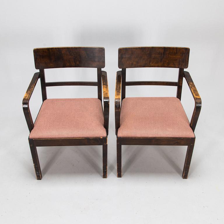 A set of six 1930's armchairs.