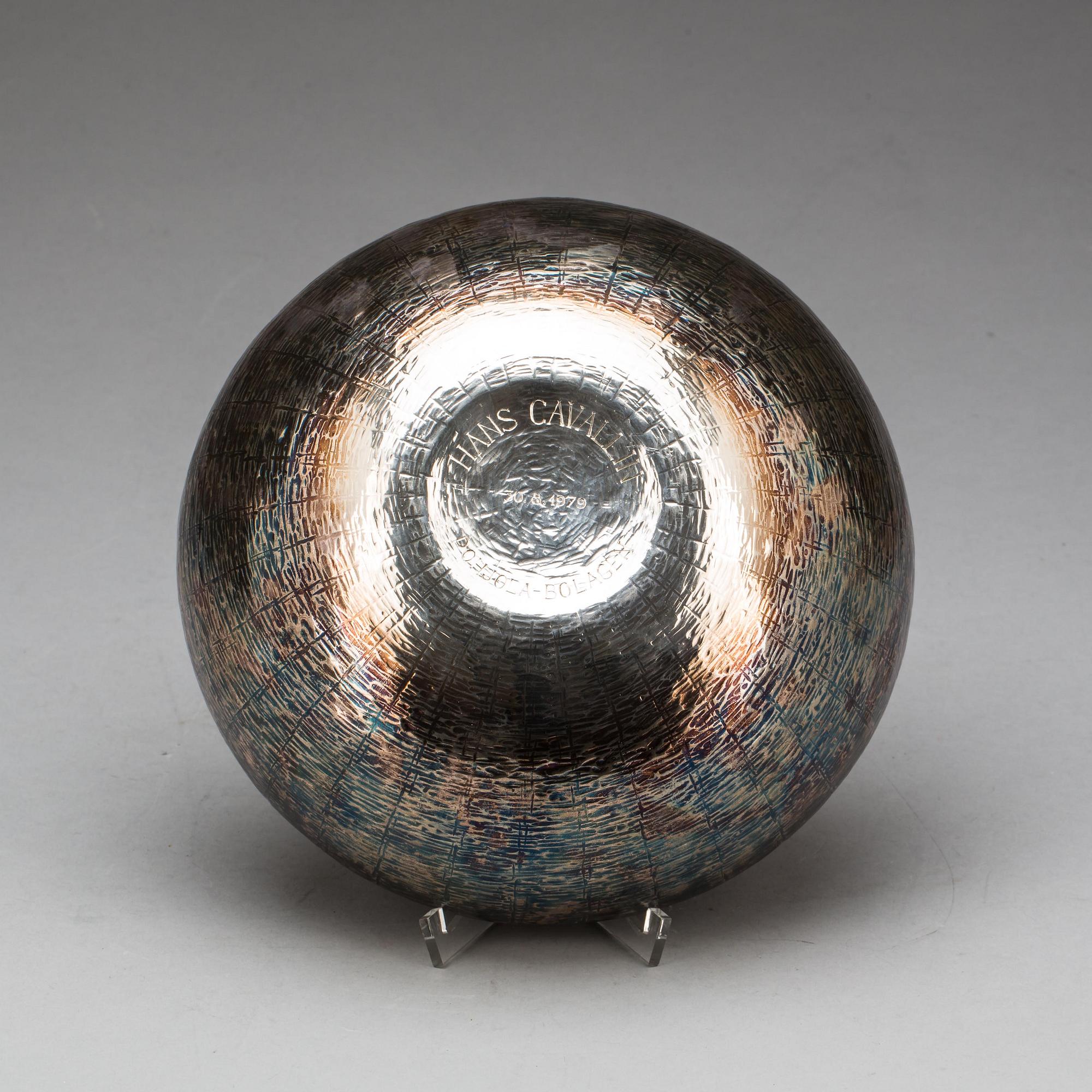 EVA HIDSTRÖM, skål, Kultakeskus, Tavastehus 1970, sterling och emalj.