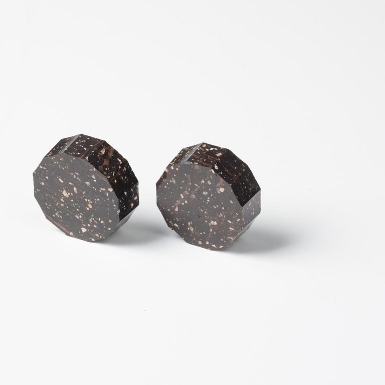 A pair of Swedish porphyry salts, early 19th century.