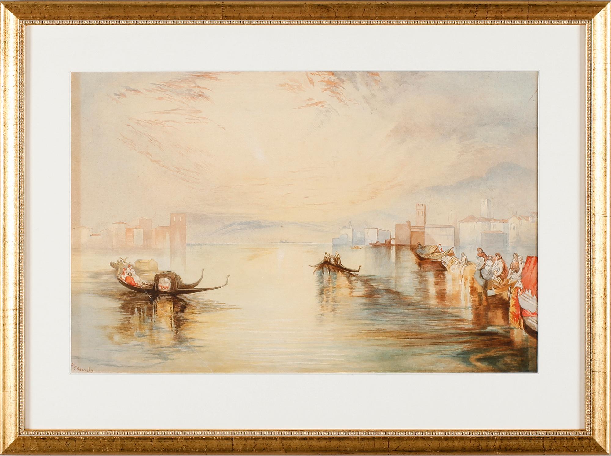 F F REAVELY, akvarell, signerad, England, 1800-tal.