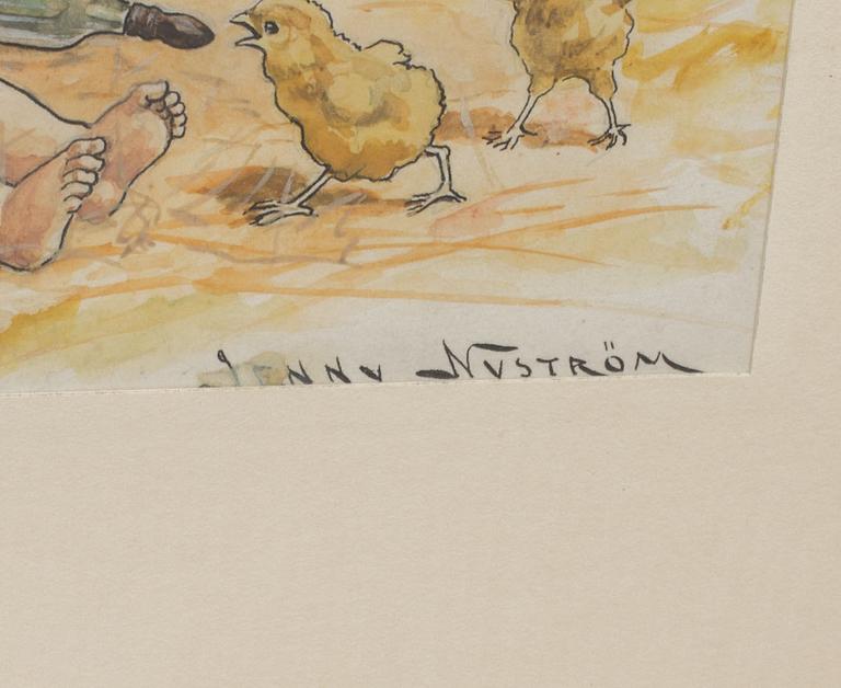 JENNY NYSTRÖM. Gouache, signerad.