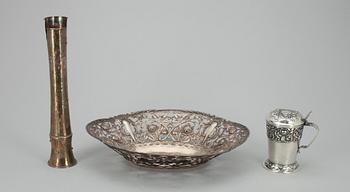 SKÅl, STOP samt VAS, silver. Tot. vikt ca 527,4 gr.