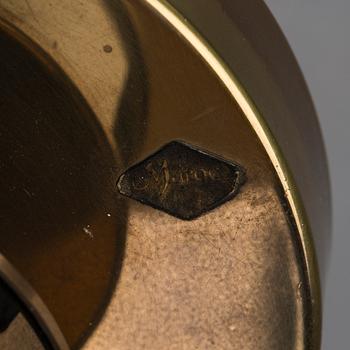 A BRASS AND GLASS TABLE LAMP, second half of the 20th century.
