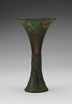 A archaistic bronze vase, with taotie pattern to base, presumably Ming dynasty.