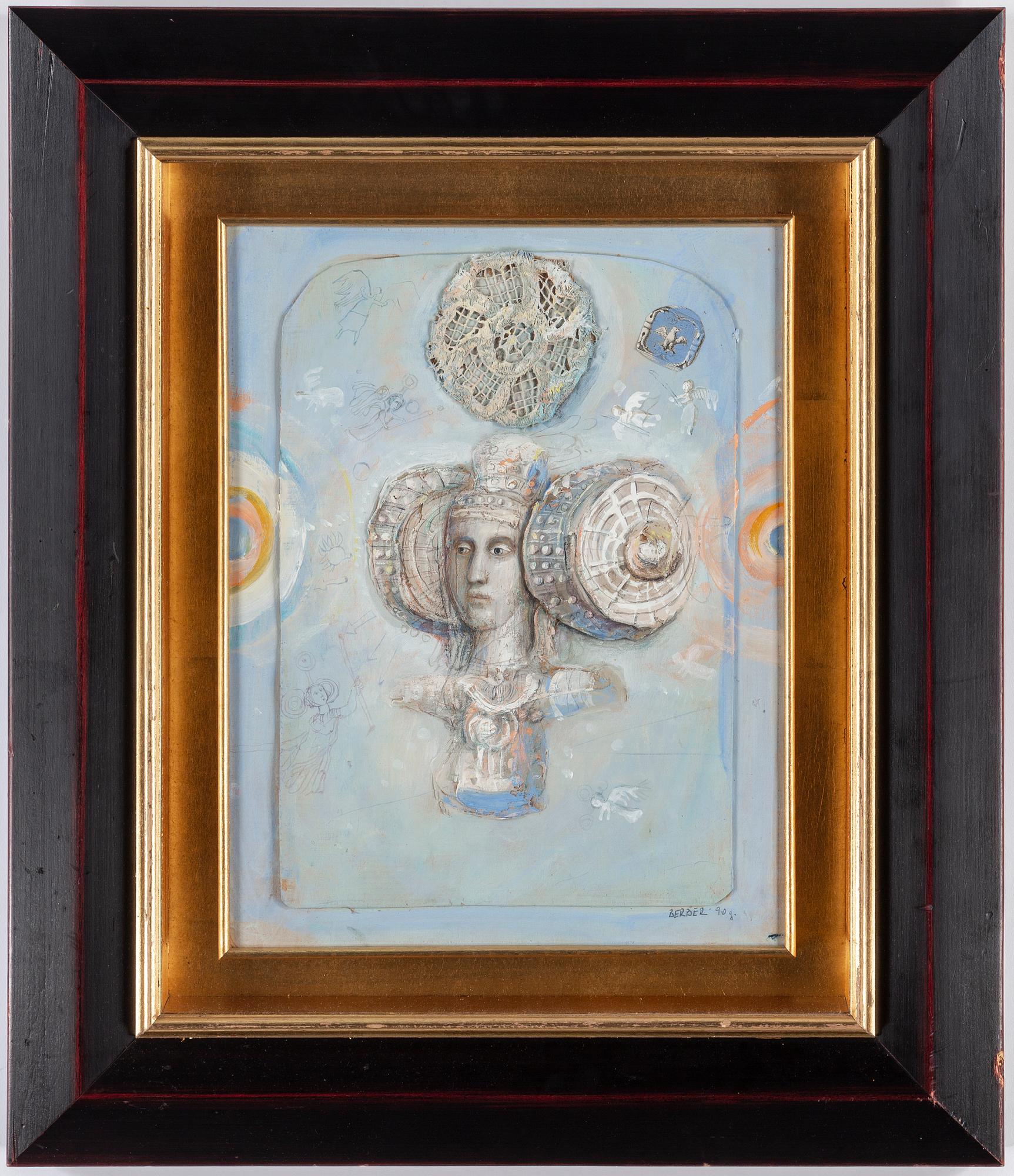 MERSAD BERBER, blandteknik med collage, signerad Berber och daterad -90.