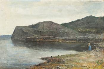 Olof Hermelin, Inland Landscape with Woman by the Shore.
